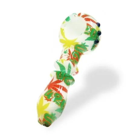 Rasta Weed Leaves Glass Pipe